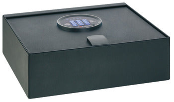 Mini safe-opening upwards-(H x W x D): 145 x 400 x 350 mm, weight 15 kg, black
