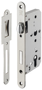 Lock with roller latch -double action doors