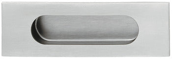 Flush pull handle, stainless steel, outside rectangular, inside oval matt brushed
