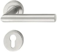 Door handle set, stainless steel, G-shape, rose- PC set,