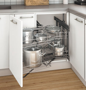 Pull out and turn for corner cabinets-wire shelving