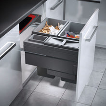 Load image into Gallery viewer, Four-bin waste sorter, cabinet 600mm athracite-2*38,1*12,1.25 Litres

