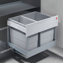 Load image into Gallery viewer, Two compartment waste bin with follower, 1 x 12 and 1 x 18 litres,
