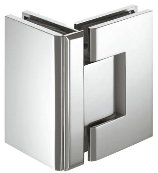 shower door hinge, for glass-glass connections, 90°
