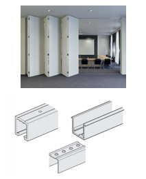 Sliding door fitting, Häfele Slido Fold 100-T, set Folding and access door fitting, corner and centre suspension, for door weight up to 100 kg